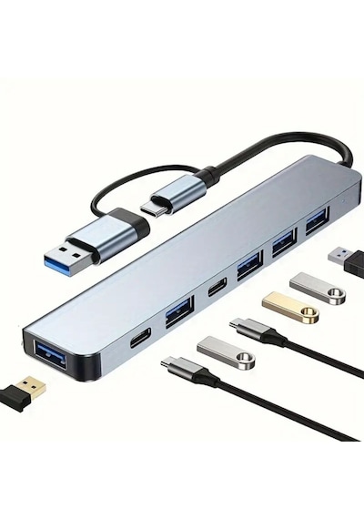 8 İn 1 Usb Çevirici Notebook Macbook Type-c Uyumlu Görüntü Aktarıcı Hub 5332