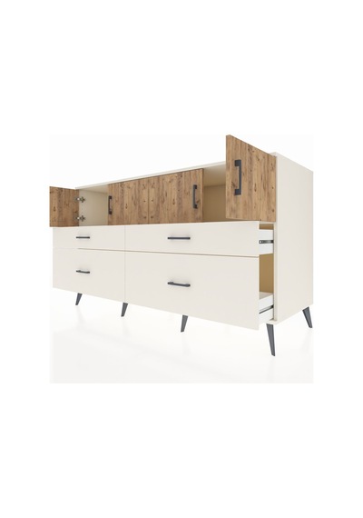 Kronos Konsol 2 Raflı 4 Çekmeceli 4 Kapaklı 176x59x99 Aytaşı-çam/ Aytaşı-çam/aytaşı
