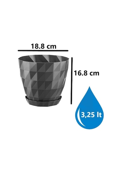 Omnipazar So-krt4 Dekoratif Kristal Saksı Takımı 3.25 Lt Antrasit 5 Adet