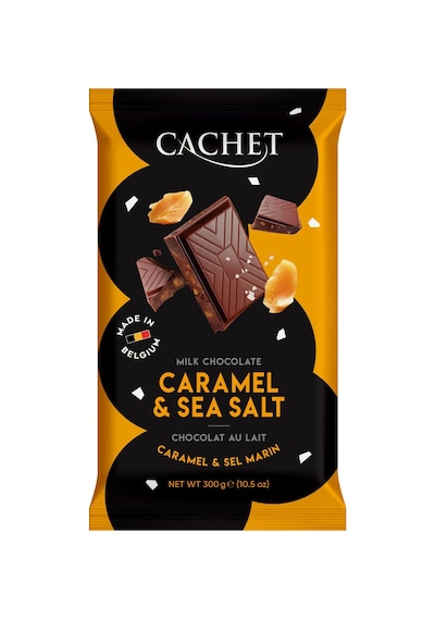 4 Adet Cachet Karamel Parçalı & Deniz Tuzlu Sütlü Çikolata 300g