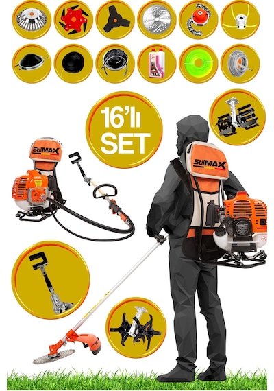 Stilmax STL20HZ 20HPX Benzinli Sırt Tırpan Toprak Eşeleme Akrobat Çapalama + Zeytin Sallama Seti