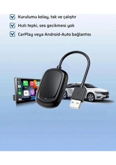 Pratik Cihaz Otomotiv Parçası Mini Aparat Kablosuz Carplay Araç Multimedya Dönüştürücü Tab08 Diğer