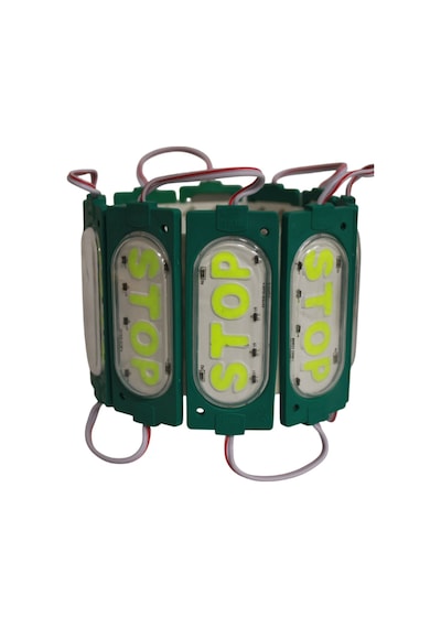 12 Volt 6 Watt Yeşil Stop Yazılı Animasyonlu Çakar Modül Led 5 Adet