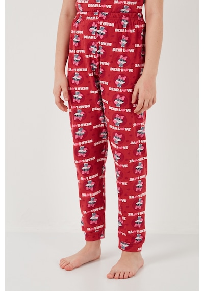 Lela % 100 Pamuk Bisiklet Yaka Kısa Kollu Kız Çocuk Pijama Takımı 6651004 Kırmızı
