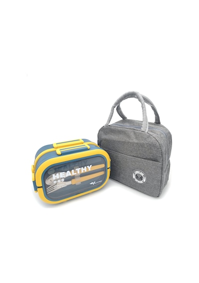 Valkyrie 304 Çelik Bölmeli Lunch Box Seti Termal Çantalı, Bölmeli, Çatal Kaşıklı, Sızdırmaz Yemek Kabı Sarı-yeşil Yeşil