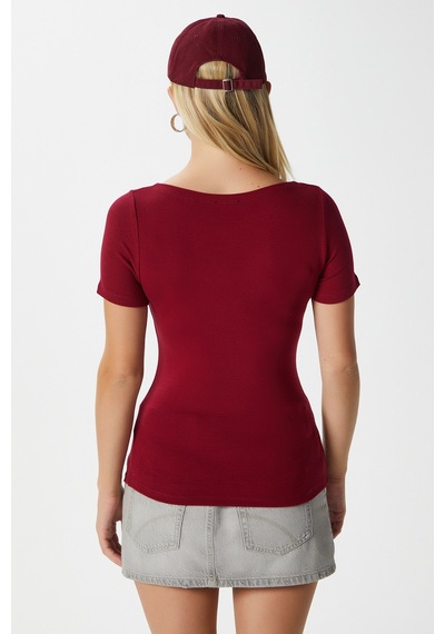 Ritnice Kadın Velvet Kayık Yaka Lux Touch Yumuşak Doku Kısa Kol Bordo Bluz Bordo Ritnice Kadın Velvet Kayık Yaka Lux Touch Yumuşak Doku Kısa Kol Bordo Bluz Bordo