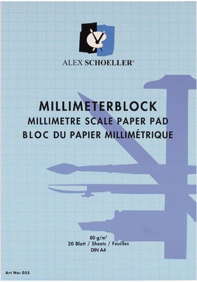 Alex Schoeller Milimetrik Defter Blok A4 20 Sayfa Mavi