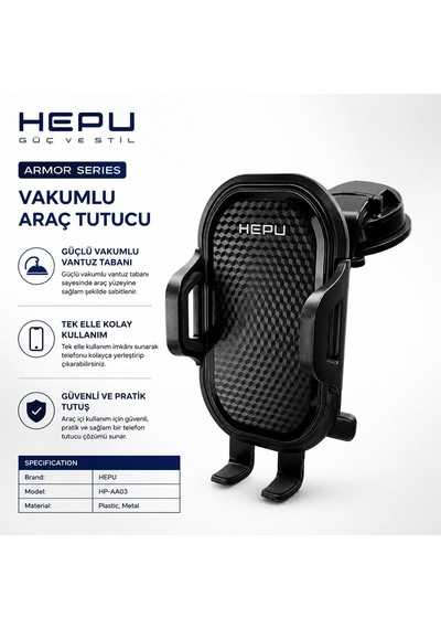 Armor Series Hp-aa03 Güçlü Vakumlu Vantuzlu Araç İçi Telefon Tutucu - Tek Elle Kullanım Imkanı Sunan Metal Ve Plastik Gövdeli Torpido/ön Cam Uyumlu Araç Tutacağı Armor Series Hp-aa03 Güçlü Vakumlu Vantuzlu Araç İçi Telefon Tutucu - Tek Elle Kullanım Imkanı Sunan Metal Ve Plastik Gövdeli Torpido/ön Cam Uyumlu Araç Tutacağı