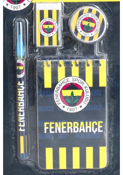 Lisanslı Fenerbahçe 4'lü Kırtasiye Seti Not Defteri, Silgi,kalemtraş,geçmeli Kurşun Kalem "dekomus Cep Defteri Hediyeli" Altın