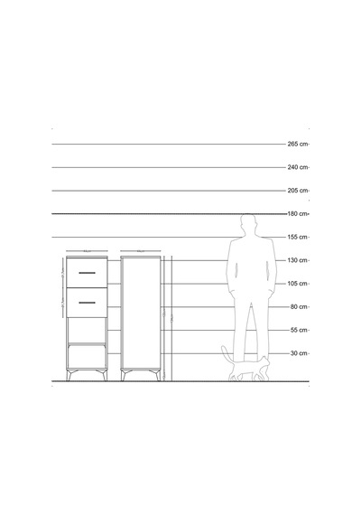 Hyperion Dolap Tek Raflı 2 Çekmeceli 44x44x134 Aytaşı-aytaşı Aytası