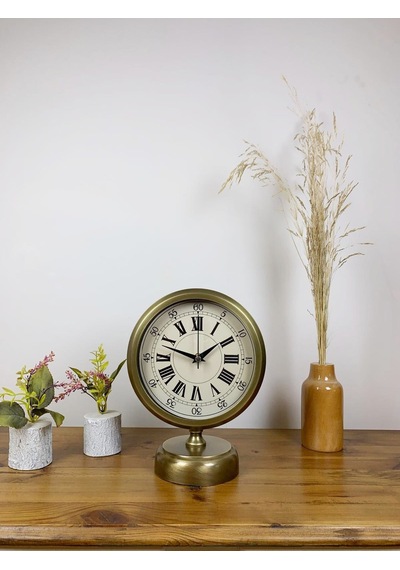 Eskitme Metal Orient Masa Saati 25 20 Cm Renkli