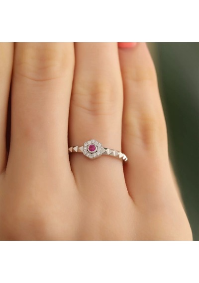 Gümüş Ayarlanabilir Küçük Pembe Zirkon Taş Yüzük Silver 925 Ayar