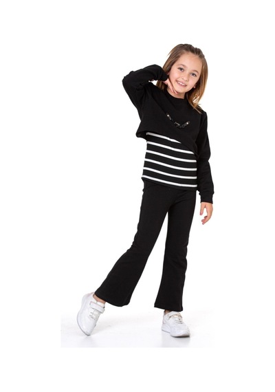 Eftelya Kız Çocuk 3'lü Takım Pantolon+bluz+t-shirt 12125 Siyah