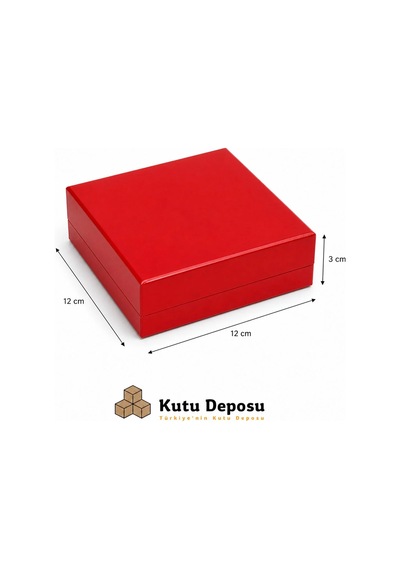 12x12x3 Cm Tam Kapaklı, Selefonlu Ve Süngerli Takı Kutusu - Kırmızı Demonte 50 Adet