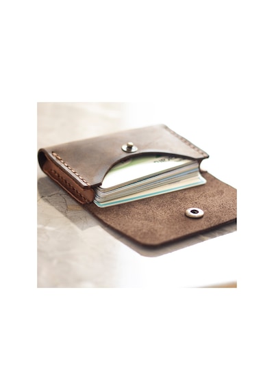 Kişiye Isme Özel Nerio Kapaklı Minimal Kartlık Kestane Hi Leather