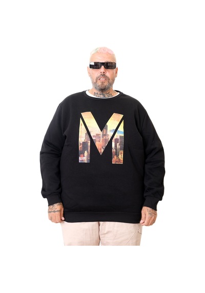 Mode Xl Büyük Beden Erkek Sweat Bisiklet M U25807 Siyah