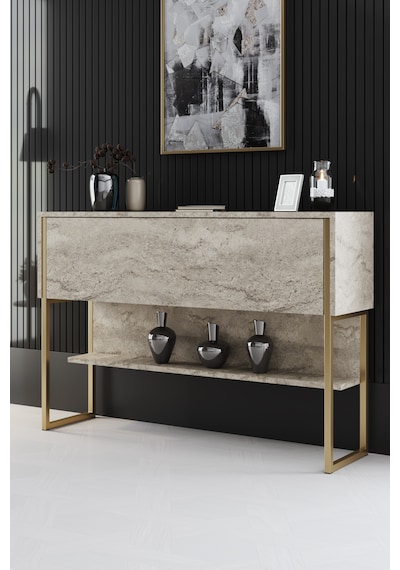 Luxe Gold Demir Ayaklı Traverten Dresuar Traverten - Gold