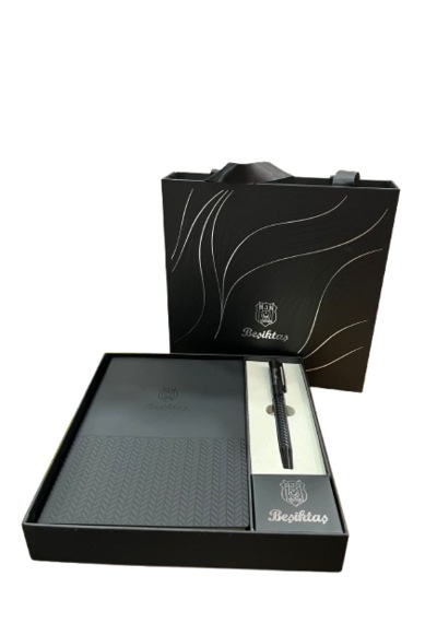 Beşiktaş Premium Defter Ve Kalem Hediye Seti Özel Kutulu Taraftar Koleksiyonu Siyah