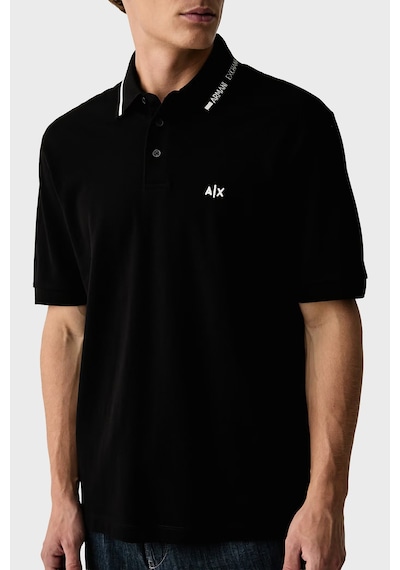 Armani Exchange % 100 Pamuk Regular Fit Düğmeli Polo Erkek Polo Xm002932 Af13026 Uc001 Siyah