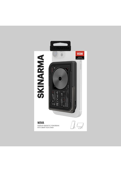 Skinarma Nexus Nova Kablosuz Ve Pd Hızlı Şarj Özellikli Standlı Powerbank 20w 5000mah Siyah