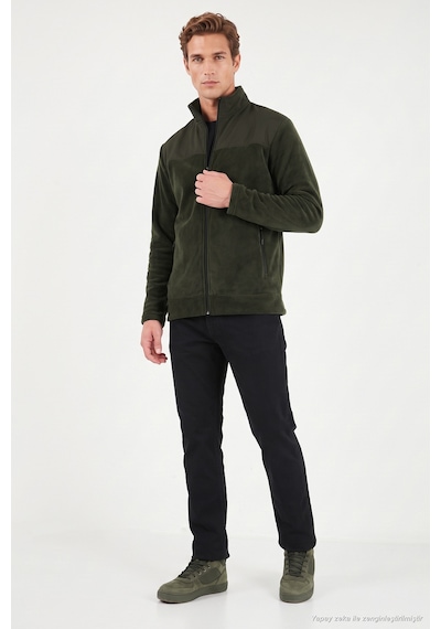 Buratti Regular Fit Garnili Dik Yaka Sıcak Tutan Polar Mont Erkek Polar Mont 59060443 Haki