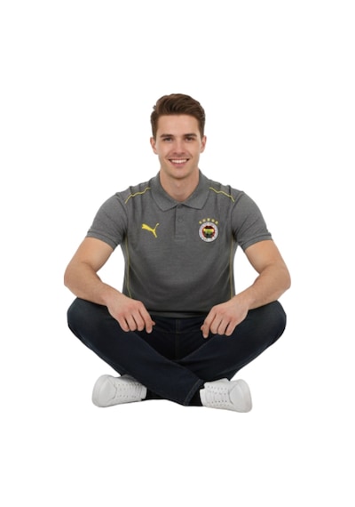 Fenerium Fenerbahçe Orijinal Lisanslı 2024/25 A Takım Yetişkin Polo Yaka Gri T-shirt Gri