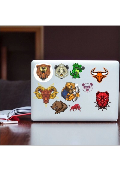 Siyah Beyaz Hayvanlar Sticker 8 Parça Telefon, Tablet, Defter, Laptop Sticker
