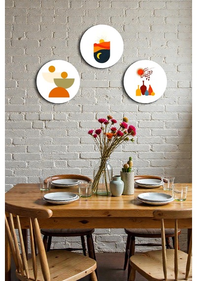 Boho 3 Parça Dekoratif Ahşap Mdf Tablo Modeli, Ev, Oturma Odası, Yatak Odası, Ofis Şık Tablo Seti