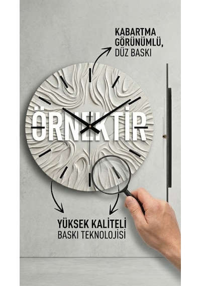Mantar Renkli Baskı Desenli Sayılı Hediyelik Ahşap Sessiz Tablo Duvar Saati 77 Renkli
