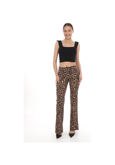 Penyebizden İspanyol Paça Tayt Pantolon-leopar Leopar