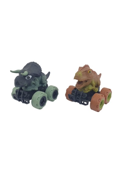 Sürtmeli Dinazor Arabalar 2'li - 12 Cm - Triceratops & Stegosaurus Lisinya