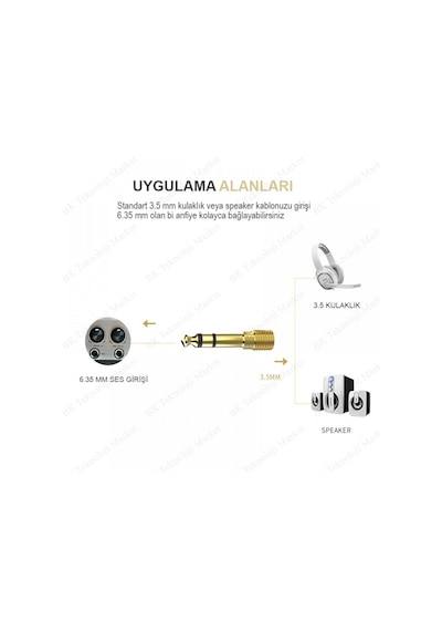 Yüksek Kalite 6.35 Erkek To 3.5 Dişi Stereo Ses Adaptörü Çevirici