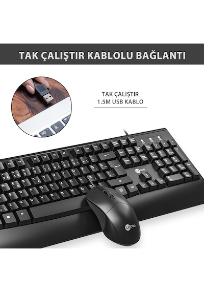 Lecoo CM105 USB Kablolu Türkçe Q Klavye & Mouse Set