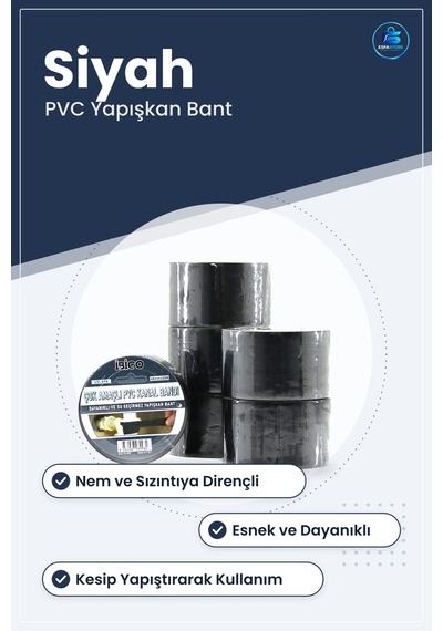 Pvc Kanal Bandı Siyah Su Geçirmez Çok Amaçlı Yapışkan İzolasyon E
