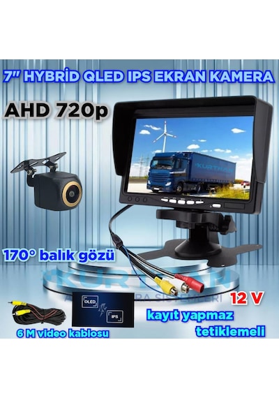 7'' Qled Ips Ekran Ve 1 Adet Ahd 720p Balık Gözü Kamera 12v