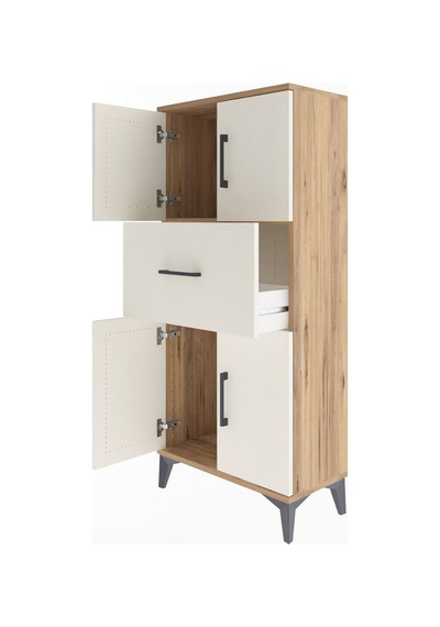 Arges Dolap Tek Raflı Tek Çekmeceli 4 Kapaklı 60x30x134 Çam-a... Çam