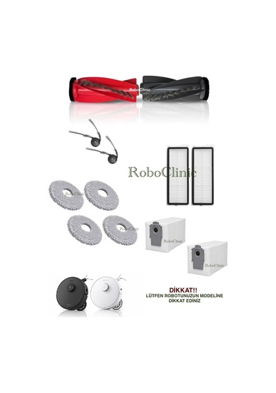 Roborock Qrevo Edge 5v1 Robot Süpürge Uyumlu Yedek Toz Torbası, Fırça, Hepa Filtre, Mop-12 Parça