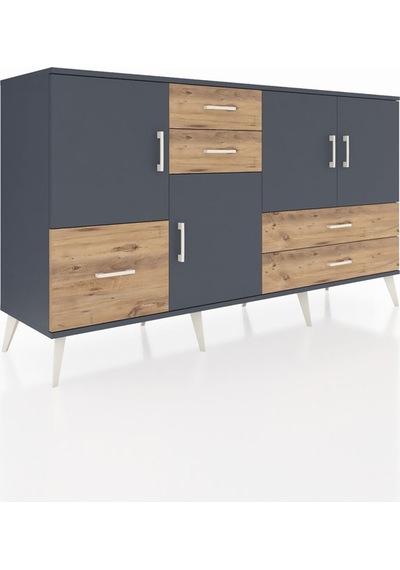 Hyperion Konsol 4 Raflı 5 Çekmeceli 4 Kapaklı 176x44x99 Antrasit- Antrasit-antrasit/çam Hyperion Konsol 4 Raflı 5 Çekmeceli 4 Kapaklı 176x44x99 Antrasit- Antrasit-antrasit/çam