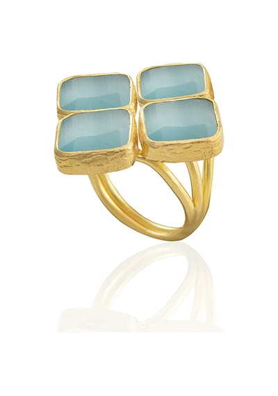 Kadir Jewellery 22 Ayar Altın Kaplama Kadın Zirkon Taşlı Yüzük Açık Mavi 45587148