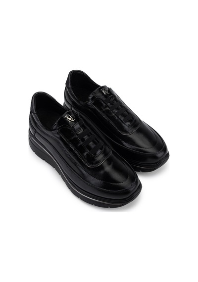 Tamer Tanca Kadın Hakiki Deri Siyah Kırışık Rugan Sneakers & Spor Ayakkabı 298 3215 Bn Ayk Y26 Sıyah Krsk Rgn