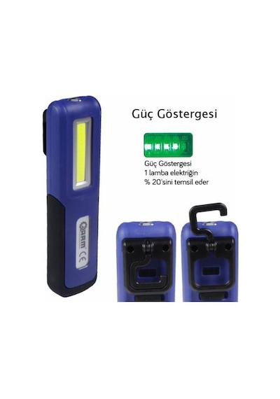 Arm Şarjlı Mıknatıslı Led Fener-Lamba Powerbank 240 Lumen N11.12378 Mavi