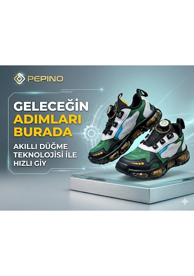 Pepino 2237 Unısex Çocuk Spor Ayakkabı Siyah - Yeşil