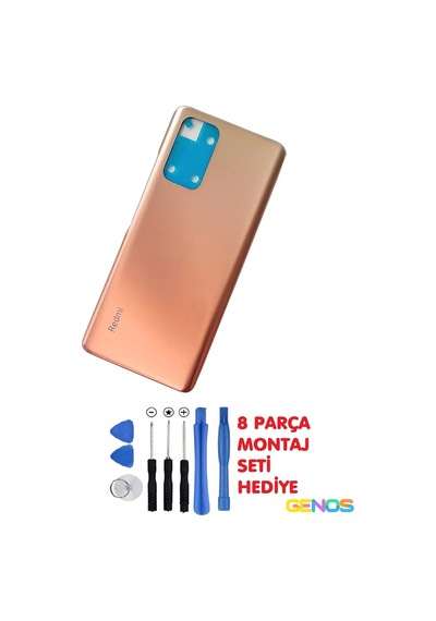 Xiaomi Redmi Note 10 Pro Uyumlu Arka Cam Pil Batarya Kapağı Gold Bakır + Montaj Set Diğer