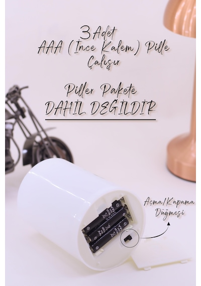 2li Led Mum Unicorn Bardak Tipi Pilli Dumansız Alevli Dekoratif Yapay Mum Dekor Lambası