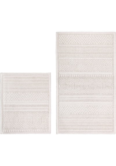 Bluenity Hat Doğal Pamuklu 2'li Banyo Kilim Seti 60x100+50x60 Cm - Ekru