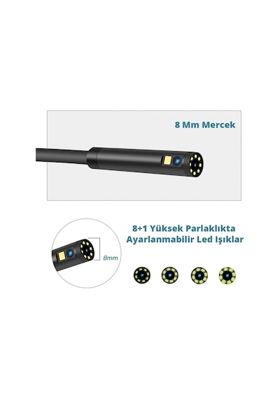 Powermaster Pm-7869 10 Metre Kablolu 8mm Hd 1080p Endeskop Yılan Kamera