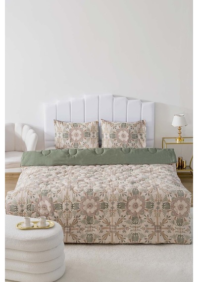 Rivaistanbul Etnik Saray Çift Kişilik Çift Taraflı Kapitone Yorgan 200x215 Cm Yeşil