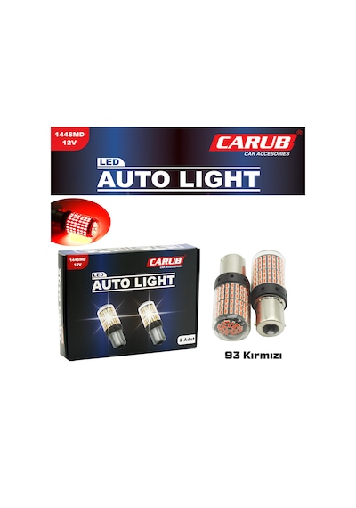 Carub 12v 93 Tek Duy Ampul 144 Led Şeffaf Kırmızı Led