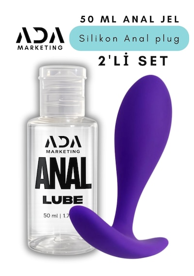 Ada Marketing 50 Ml Anal Kayganlaştırıcı Jel Ve Mor Silikon Plug Seti