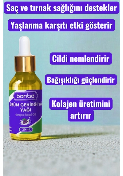 Üzüm Çekirdeği Yağı 2x20 Ml Saf Soğuk Sıkım Cilt & Saç Bakımı 40 ML